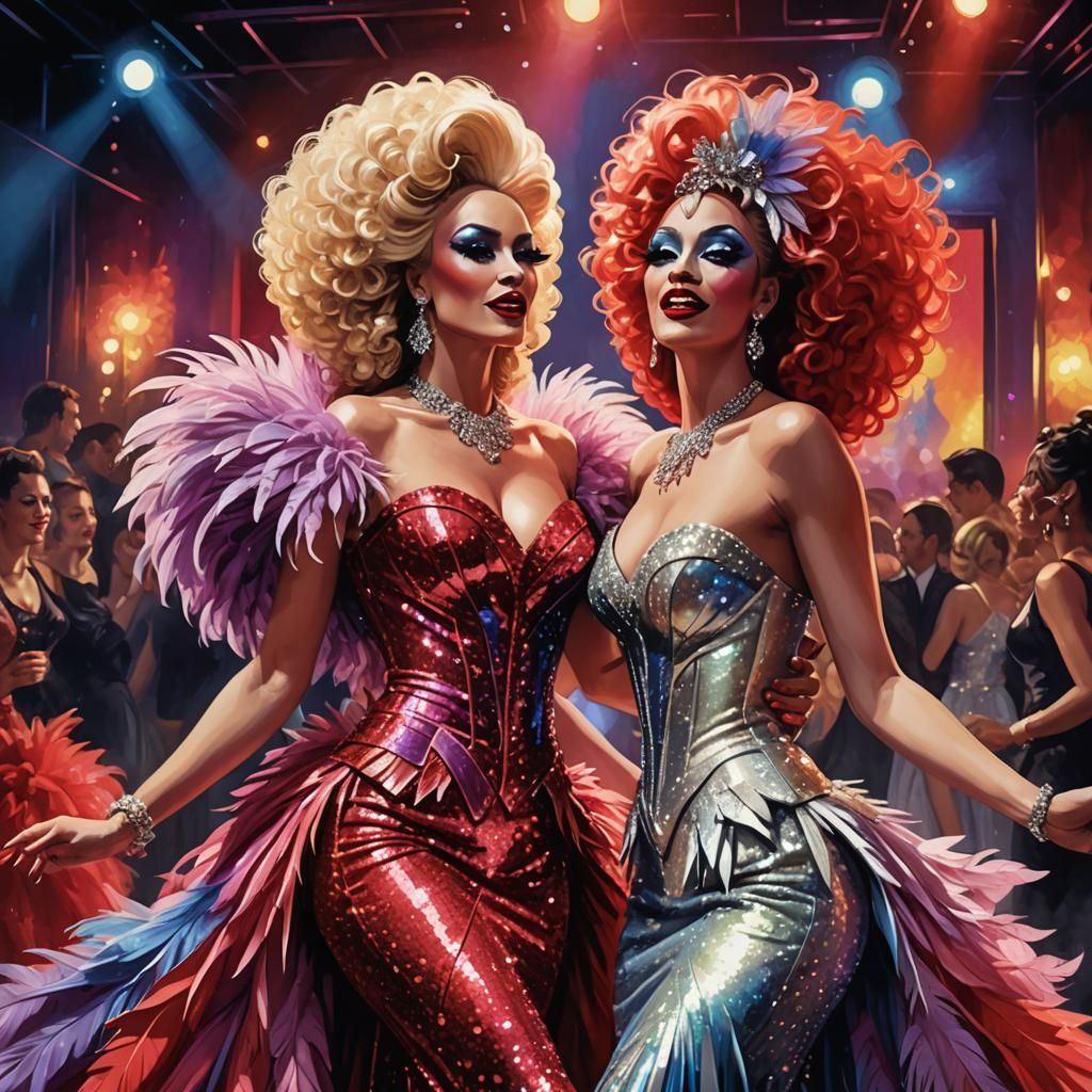 Lesbian Drag Queens Dancing in 80s NYC Nightclub