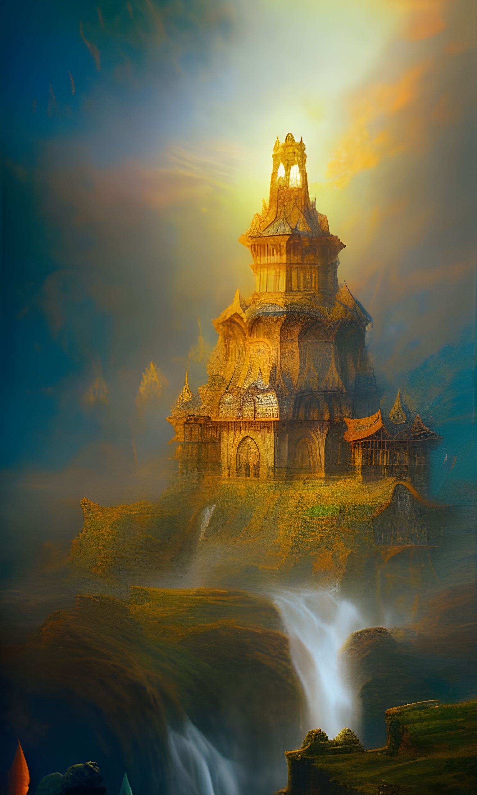 Unstable Indian Tower in a Fantasy Art Style