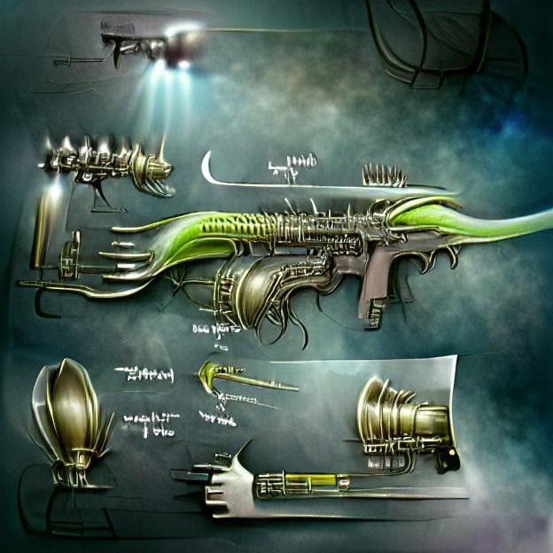 Alien Weapon Schematic: Fantasy Illustration
