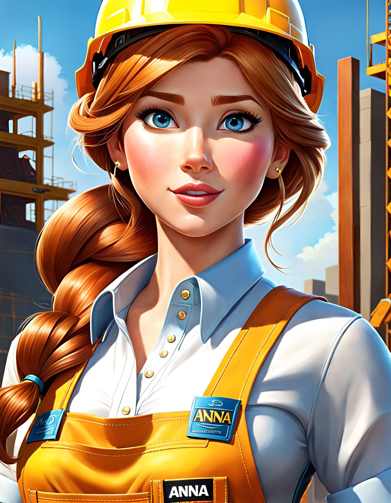 Disney Princess Anna as Construction Worker