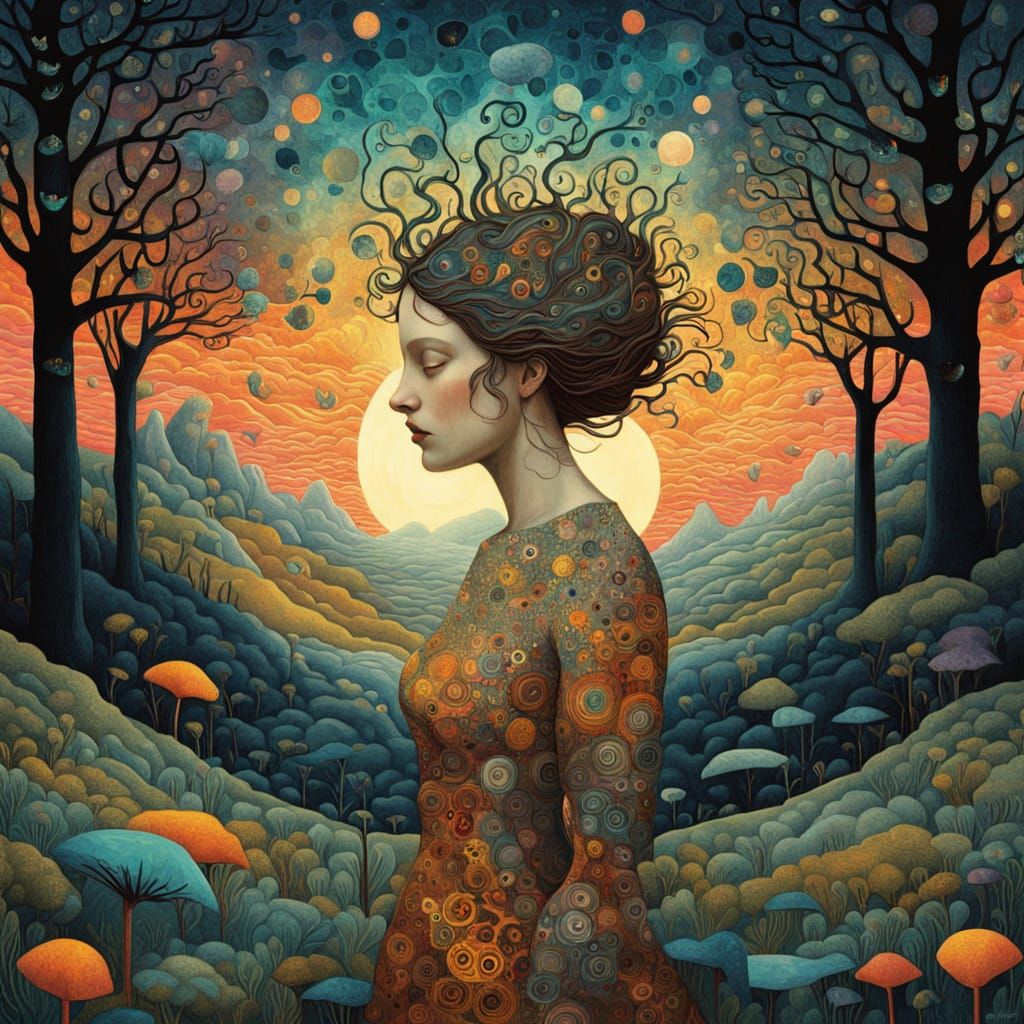 Surreal Bio-Art Landscape with Glowing Creatures and Shatter...