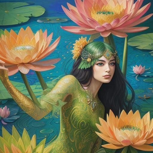 Dragon Peacock Woman in Abstract Expressionism Style