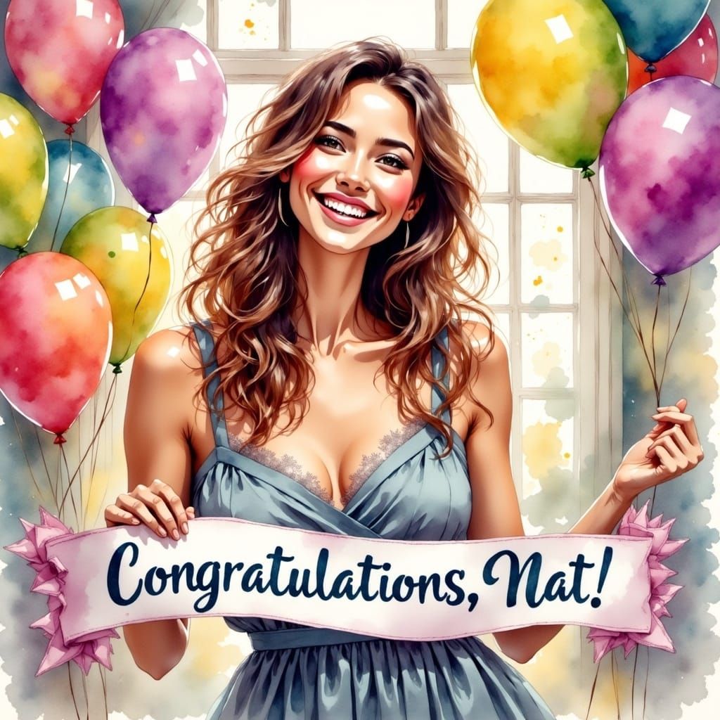 A Happy Woman in a Colorful Party Room