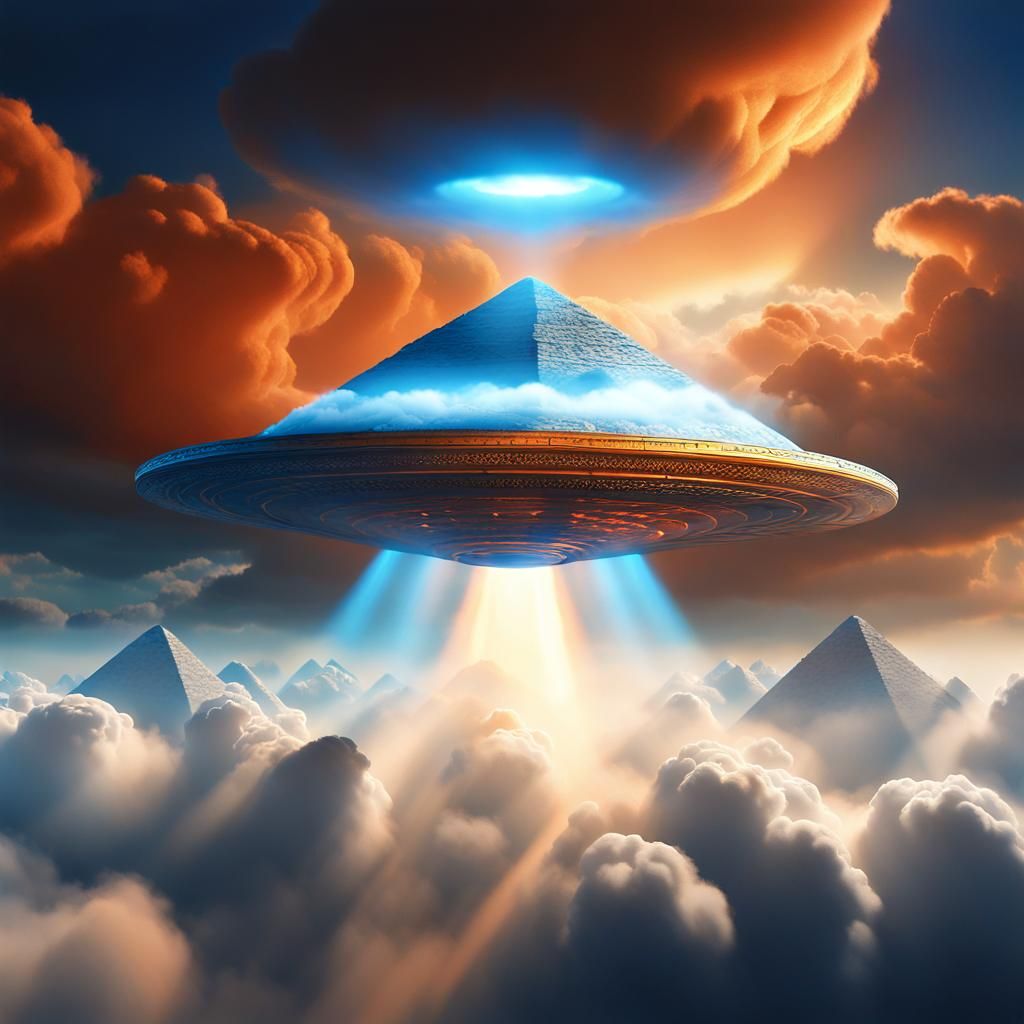 Pyramidal UFO Emerges in Dramatic Sci-Fi Art