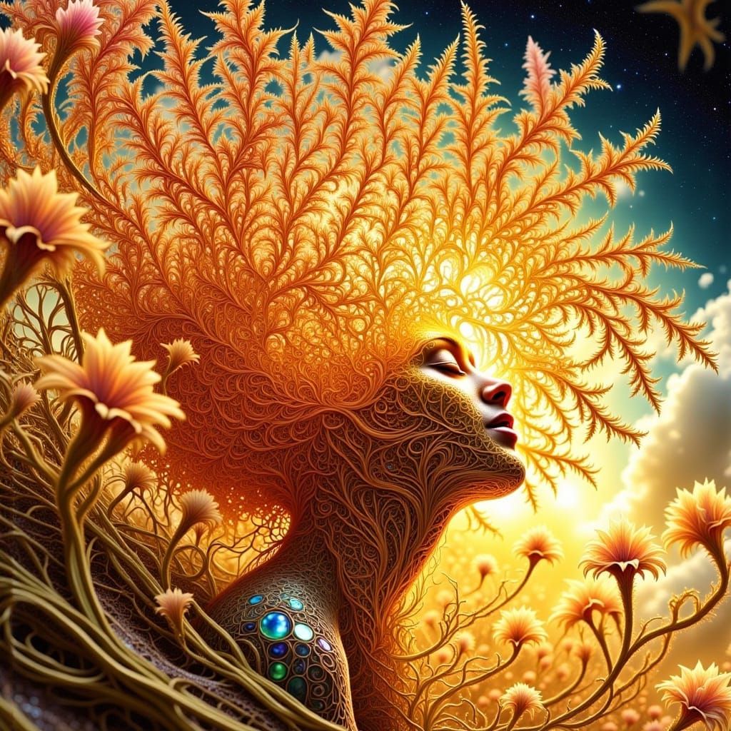 Intricate Photorealistic Floral Masterpiece in Vibrant Color...