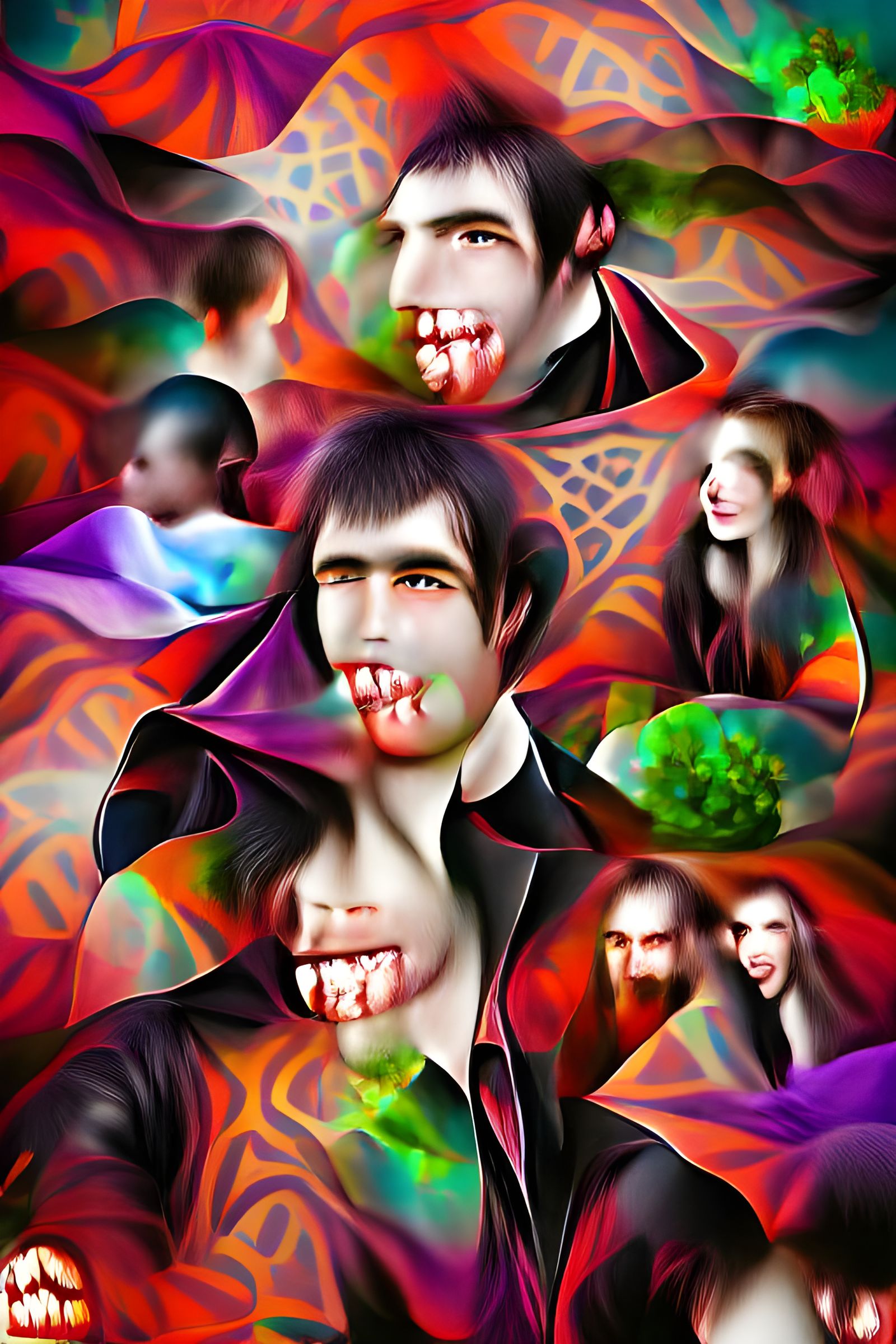 Psychedelic Vampire Portrait in Renaissance Style