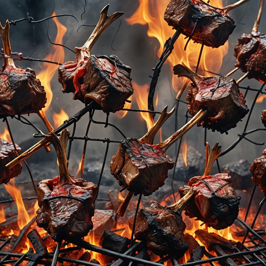Lamb Chops Sizzle in Surrealist Style