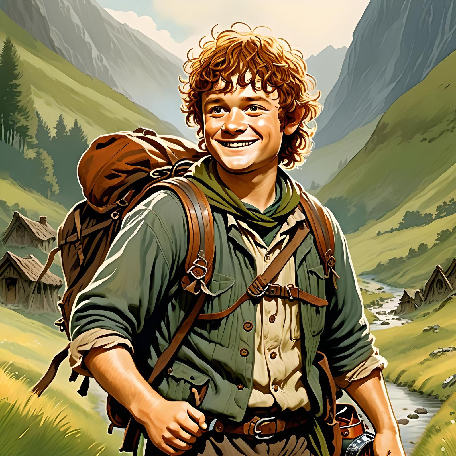 Samwise Gamgee Smiling Illustration