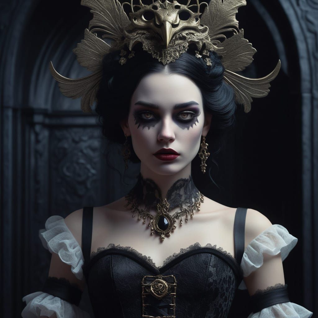 Ethereal Gothic Princess in Dark, Mystical Realism
