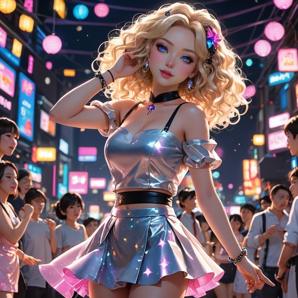 Anime Starlight Girl at Neon Dance Party