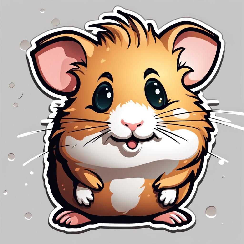 Cute Hamster Sticker Art in Simple 2D Vector Style