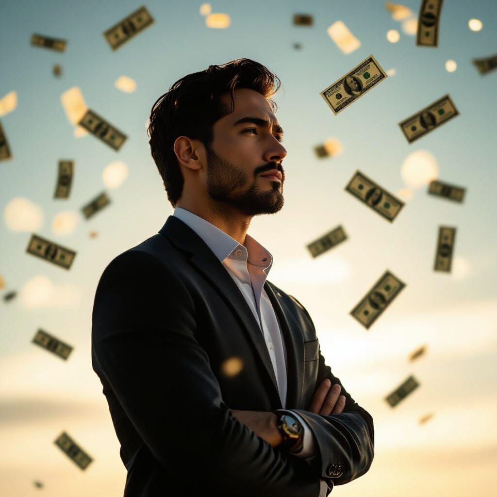 Contemplative Man in Dramatic Lighting, Photorealistic Style