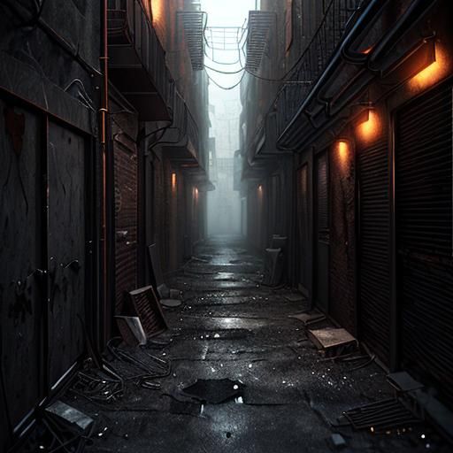 Demonic Alleyway in Hyperrealistic 3D Rendering
