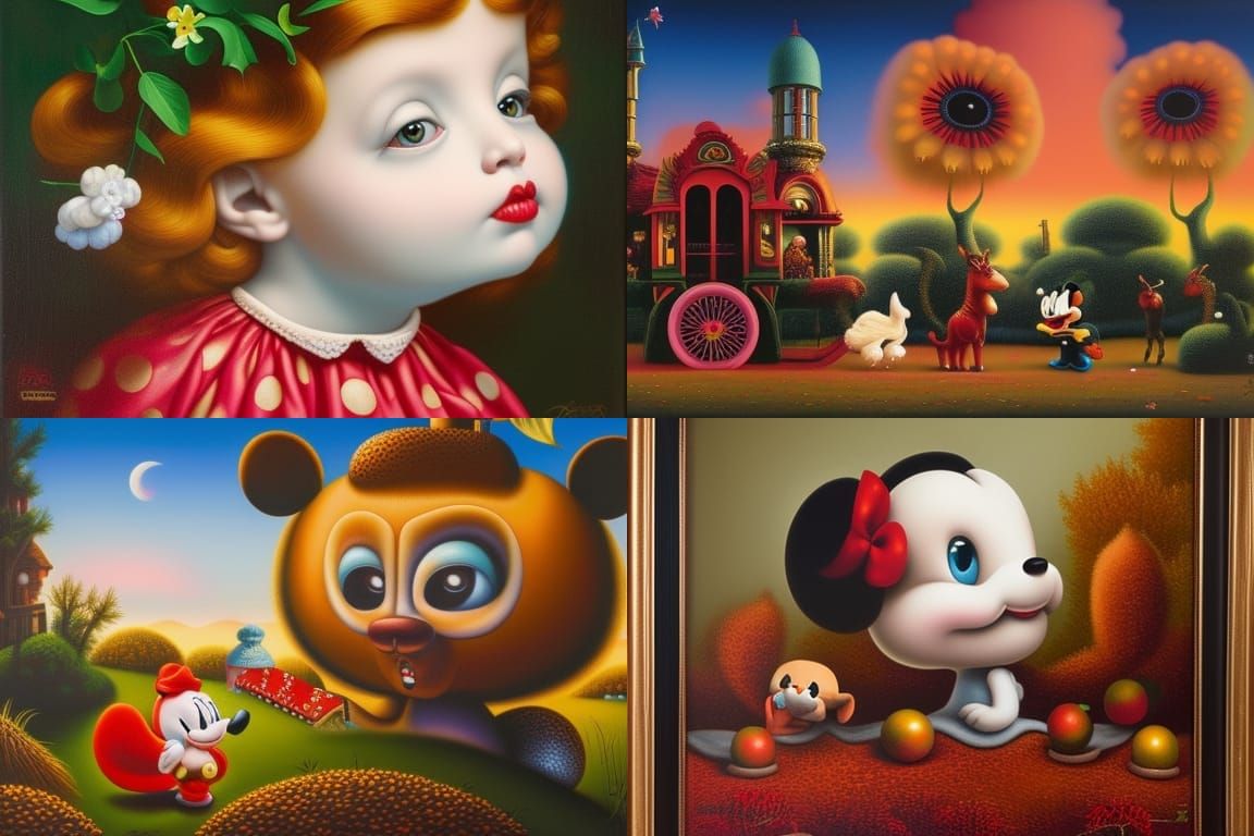 Minnie Mouse in Pop Surrealist Oil Painting