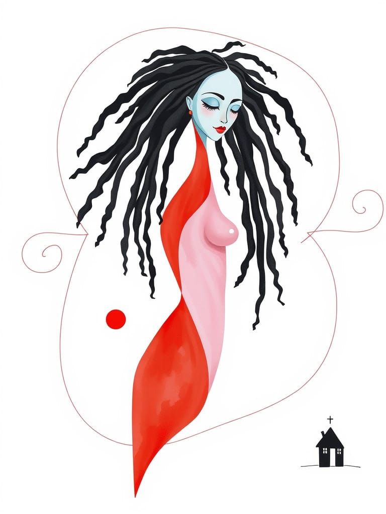 Abstract Rasta Queen in Schiele-Kandinsky Style