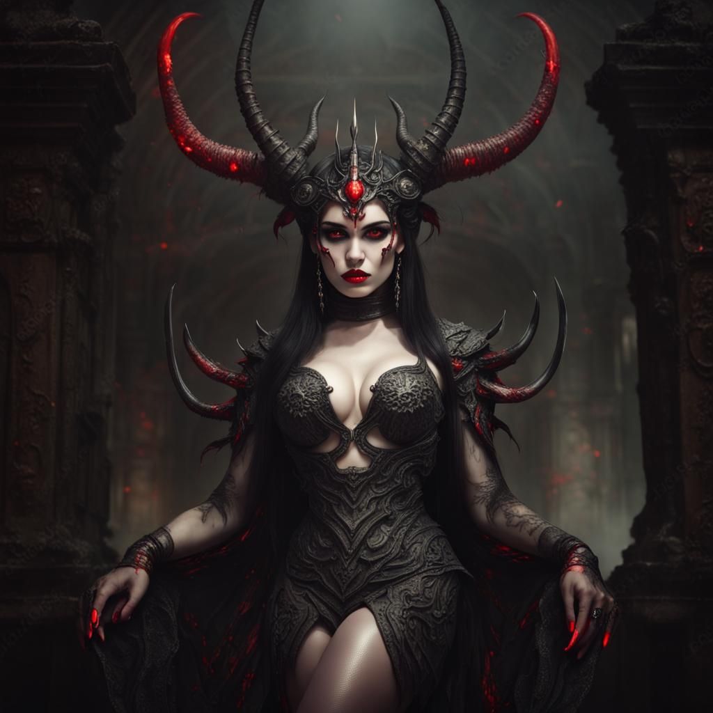 Beautiful Demon Queen with Red Eyes