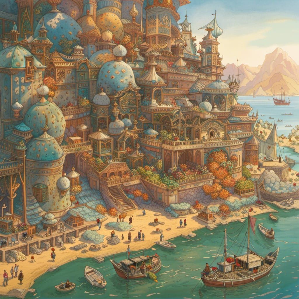 Starship Wreckage in Solar Punk Style