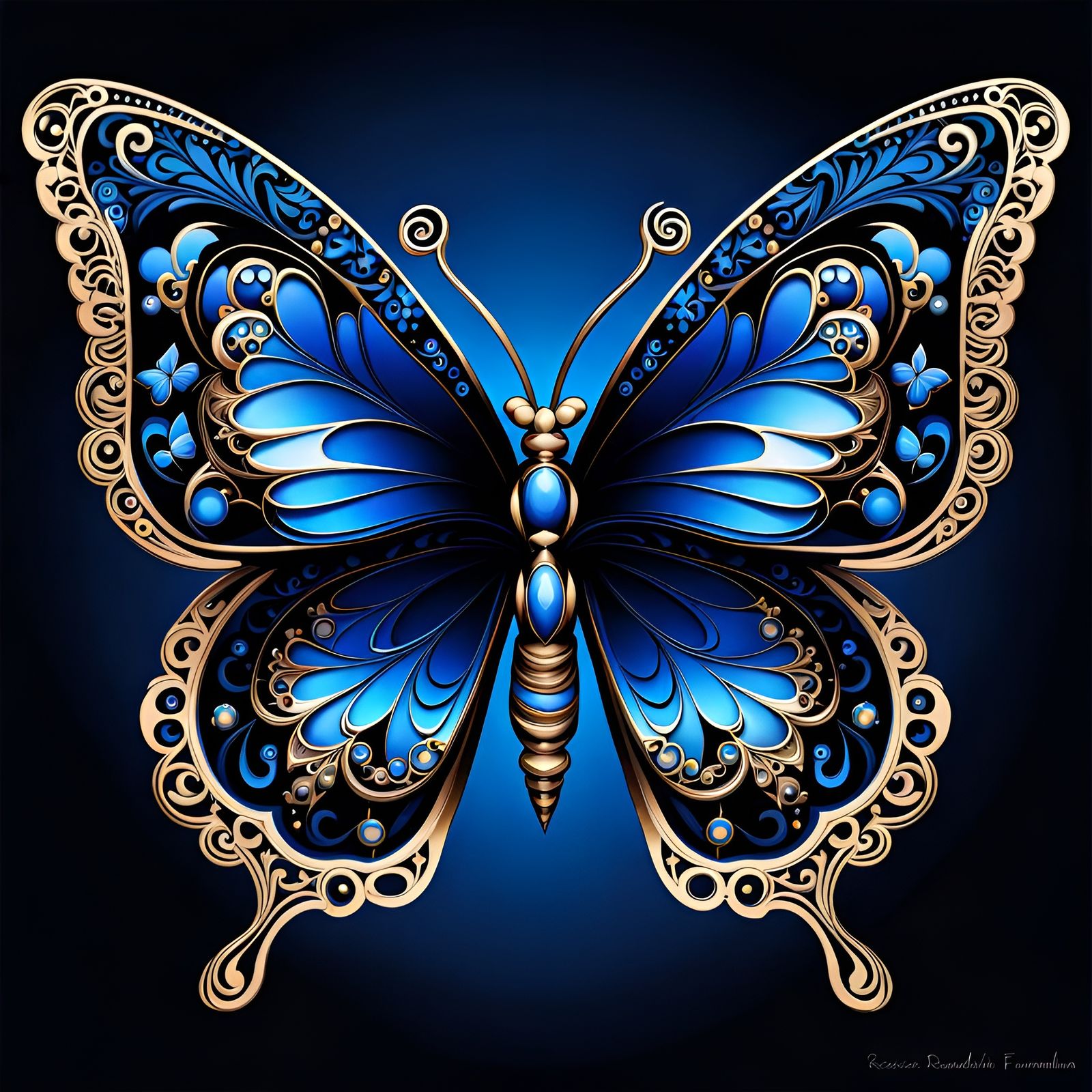 Fantasy Butterfly in Midnight Blue