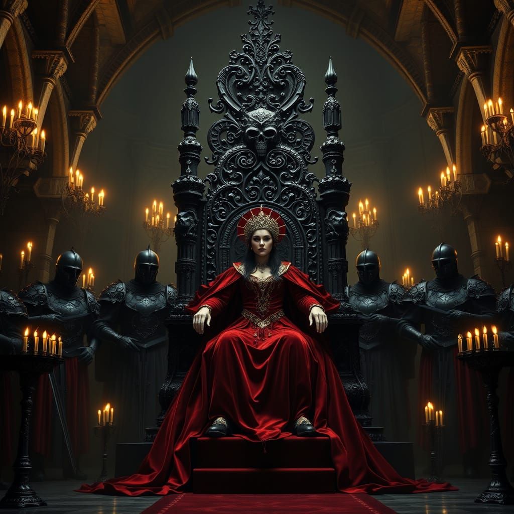 Regal Blood Queen in Gothic Splendor