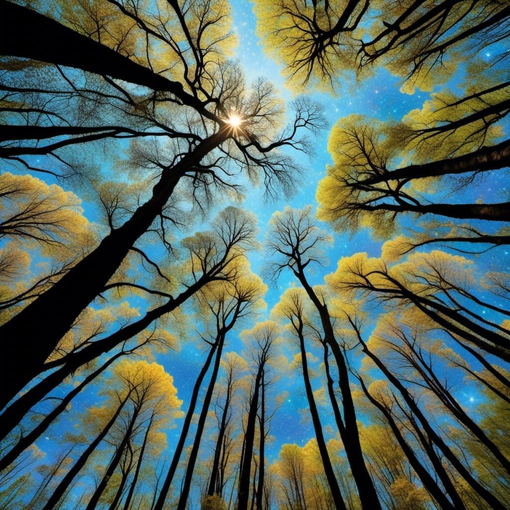 Stars gaze down through cotton skies, casting spells of ligh...