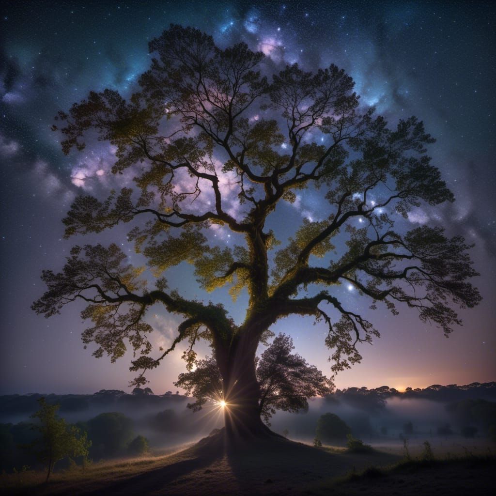 Stars gaze down through cotton skies, casting spells of ligh...