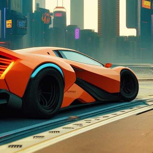 Cyberpunk Supercar Races Through Neon Cityscape