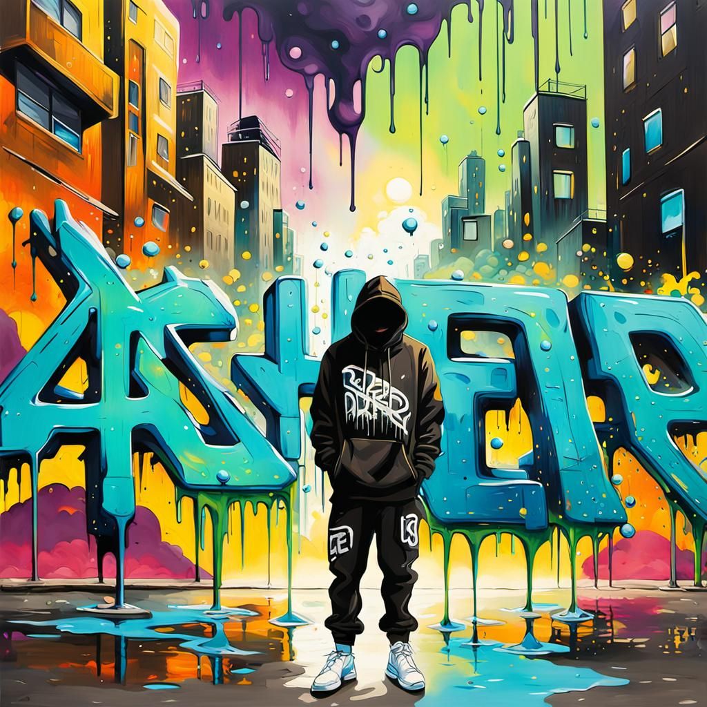 Futuristic City Graffiti Art in Splash Art Style