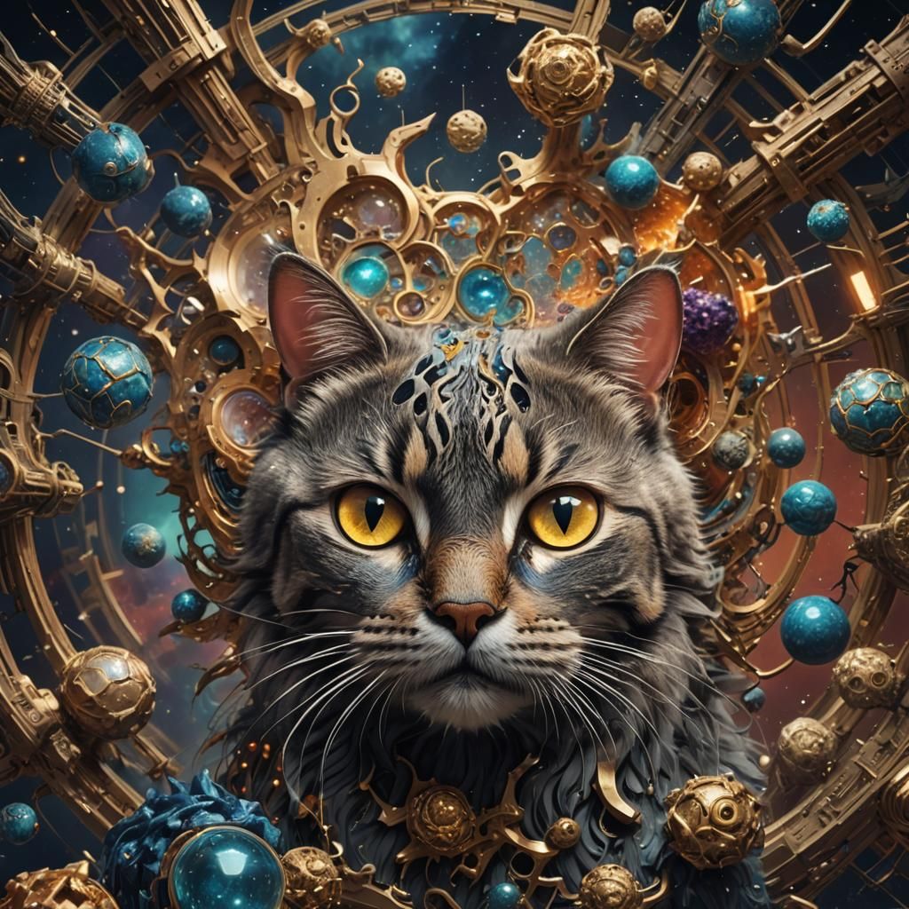 Surreal Cat Brain Interior: Detailed Matte Painting