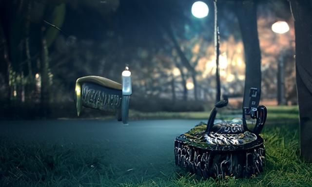 Hyperrealistic Forest Bench in Dark Light: 4K Macro