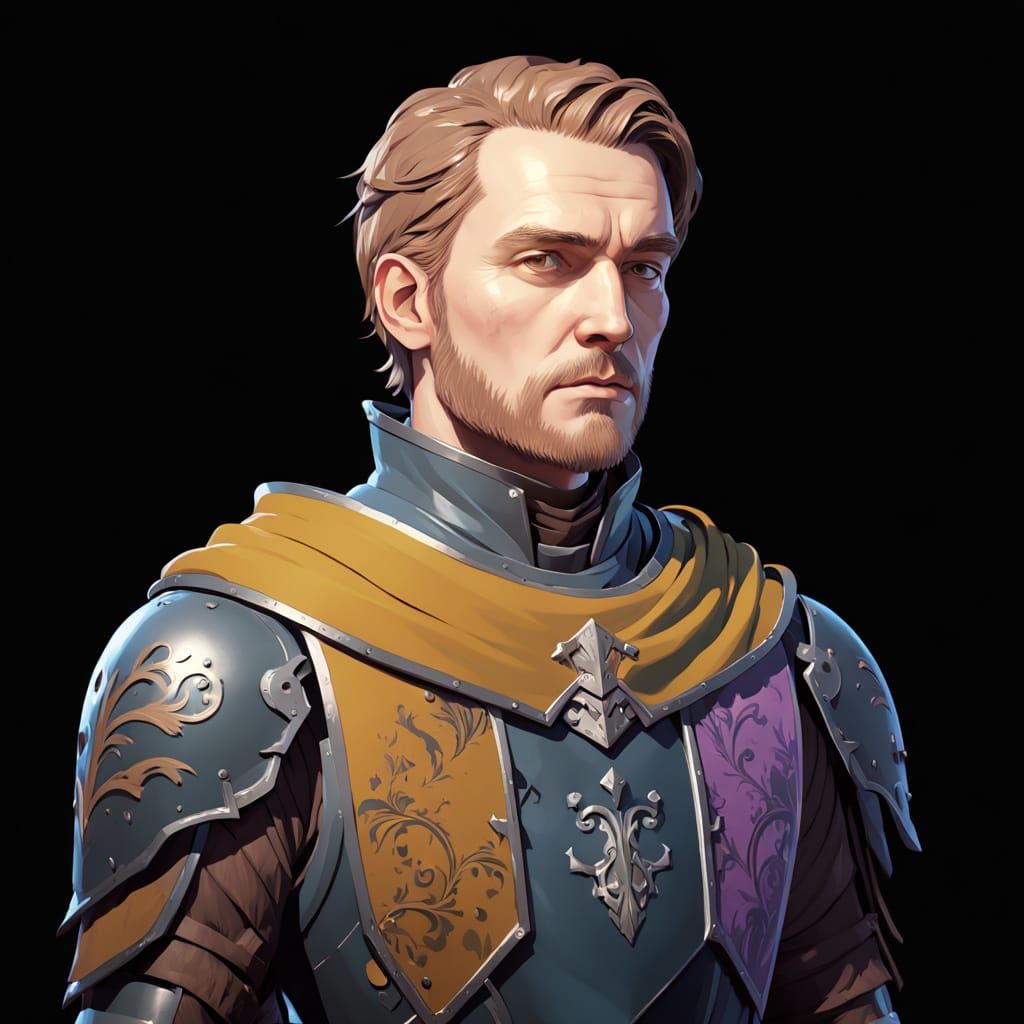 Dark Fantasy Knight in Foggy Forest Concept Art