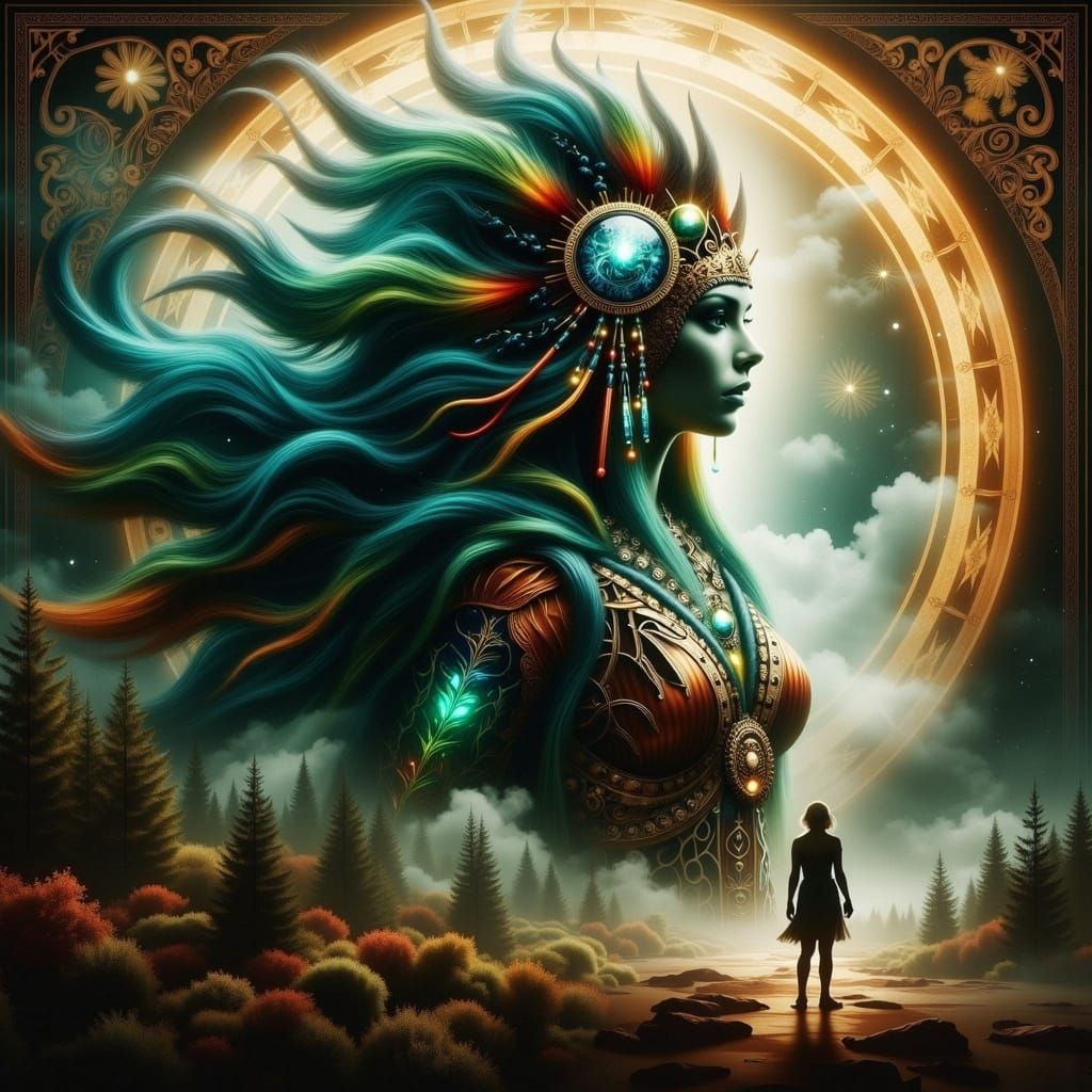 Ethereal Steampunk Goddess in Majolica Style