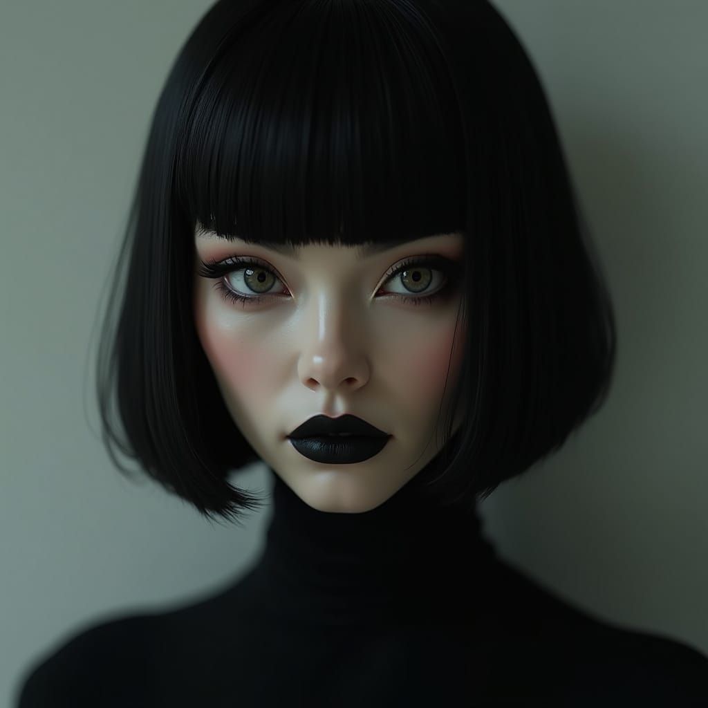 Sleek Woman in Dark Elegance