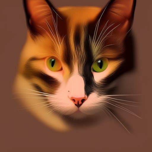 Detailed Portrait of Cat Wearing Hat in Digital Art