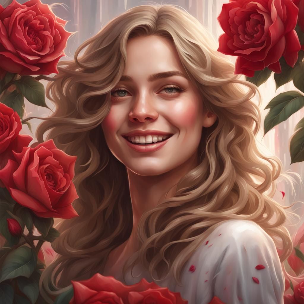 Beautiful Pianist Surrounded by Roses: Hyperrealistic Portra...