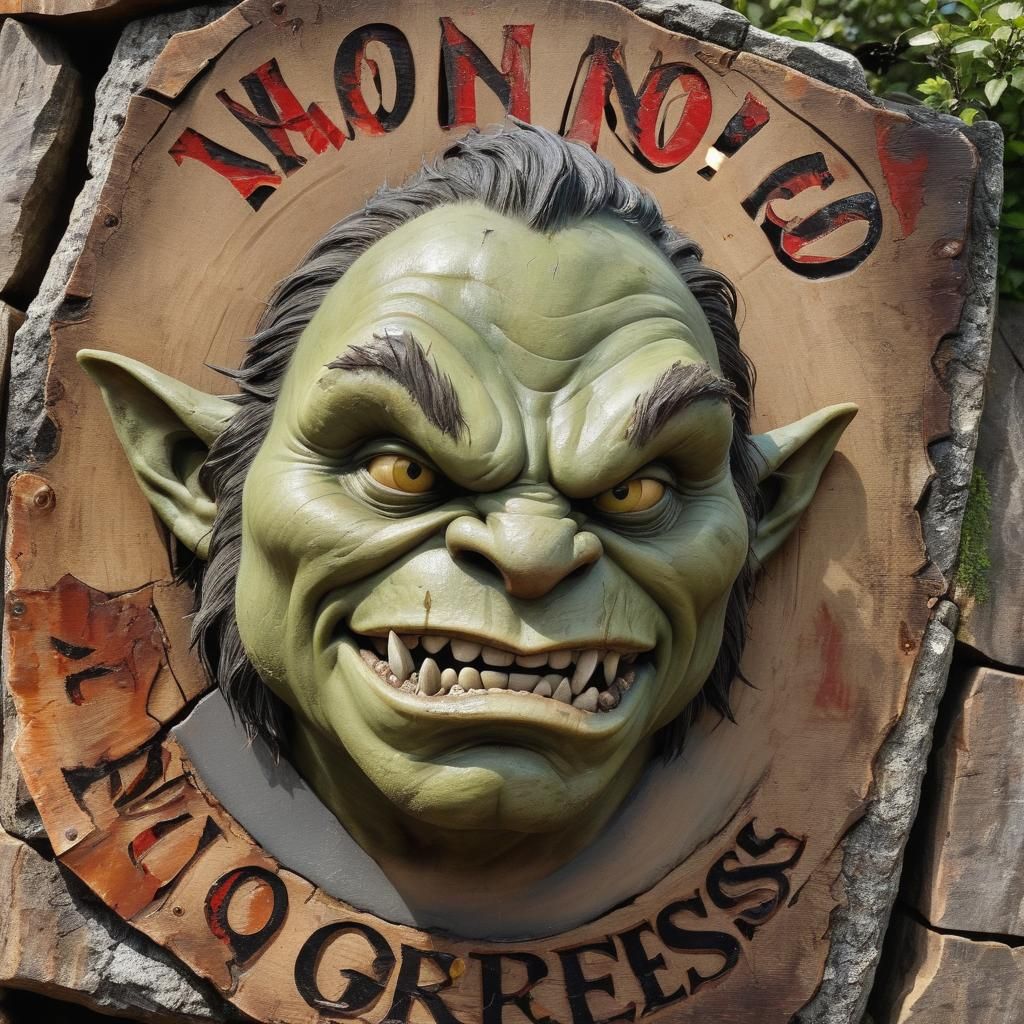 Crude Carved Sign: No Ogres Allowed