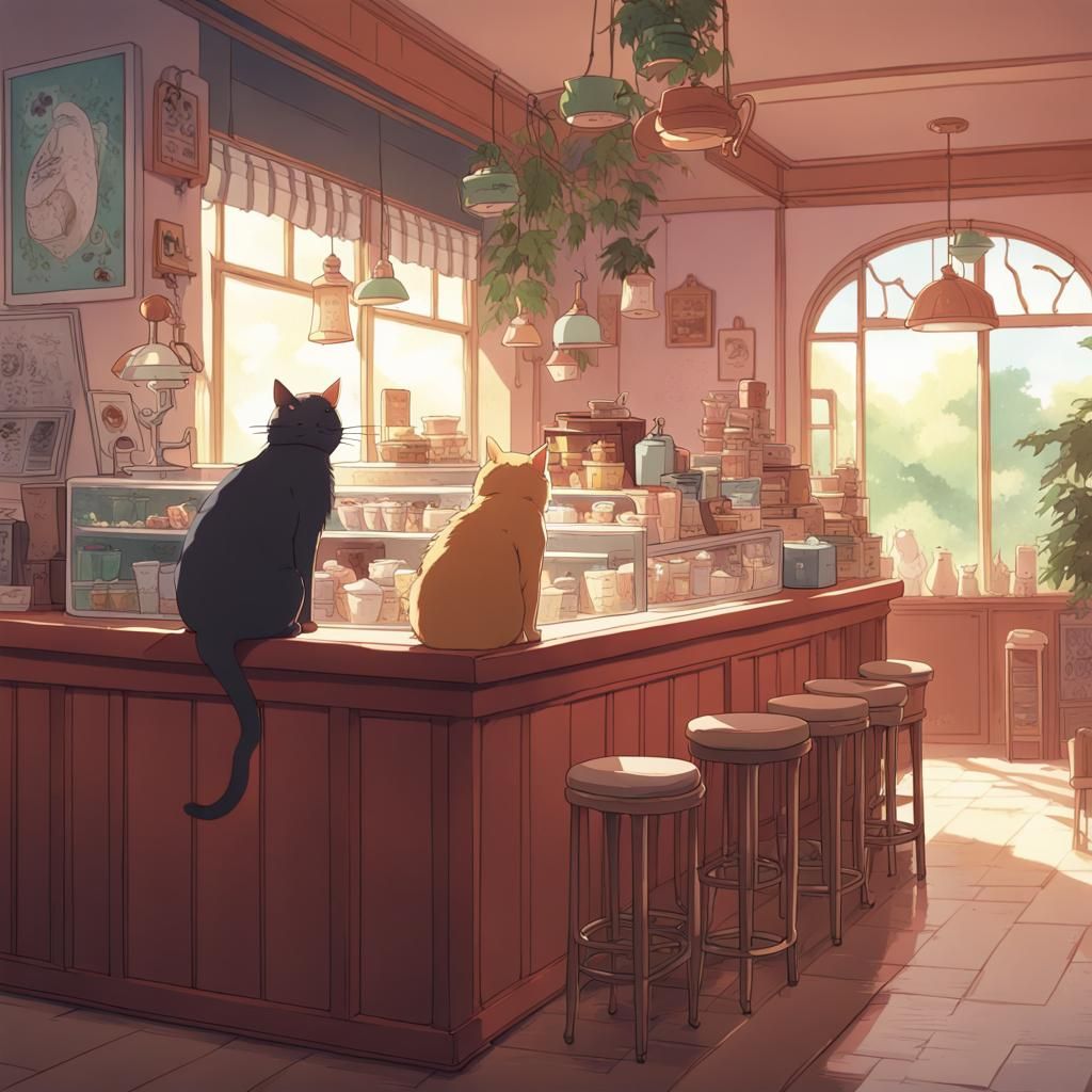 Satan's Adorable Visit to a Cat Cafe