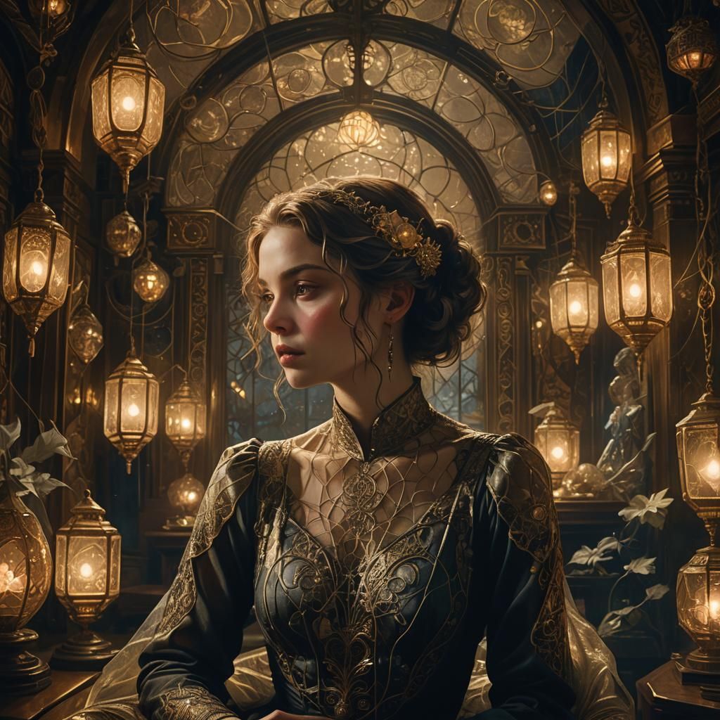 Surreal Portrait in Art Deco Nouveau Style