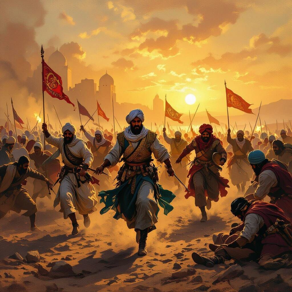 Epic Historical Painting of Victorious Muslim Armies