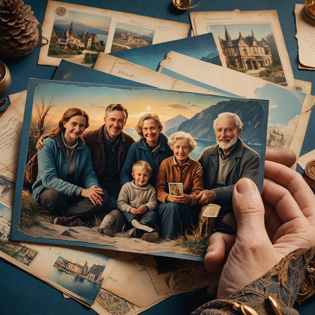 Nostalgic Postcard in Fantasy Realism Style