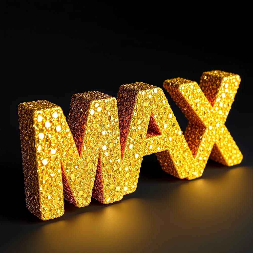Gold Nugget Letters: MAX in Metallic Shine