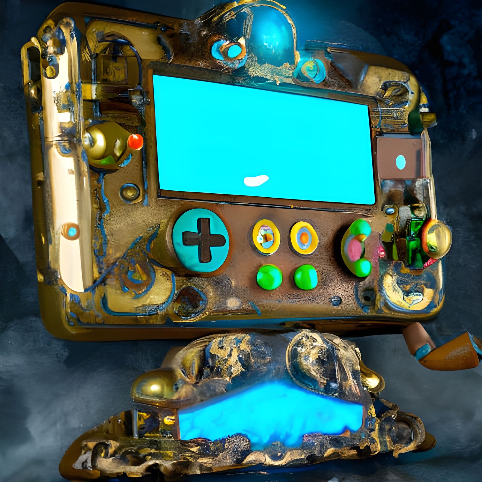 Steampunk Nintendo Switch Console: Digital Art