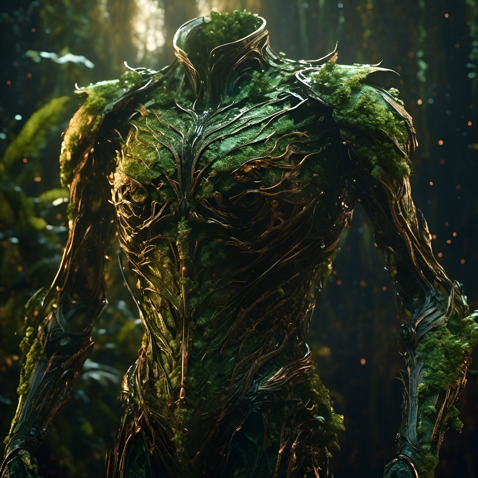 Photorealistic Moss Creature Portrait in Suede