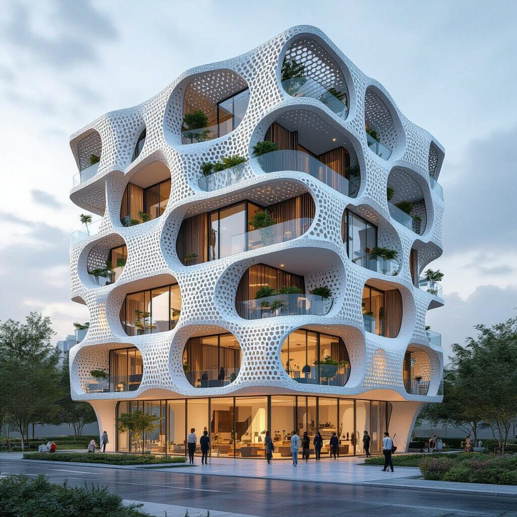 Futuristic Organic 3D Apartment Block