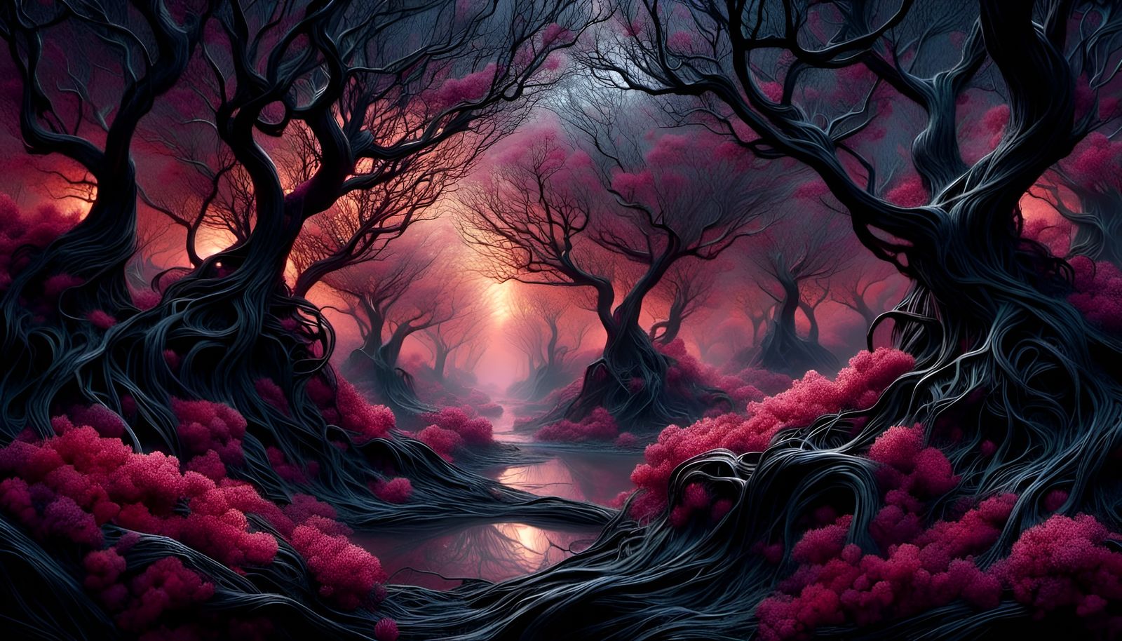 Surreal Cosmic Horror Landscape in Digital Art Style