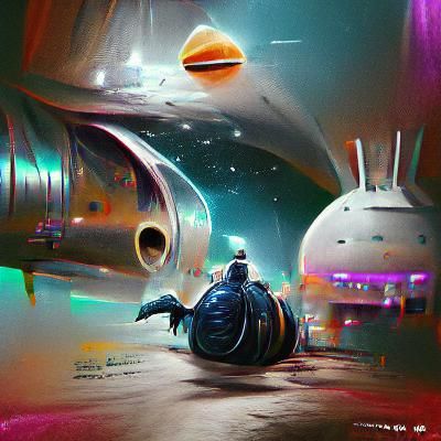 Futuristic Space Station Orbiting Distant Planet