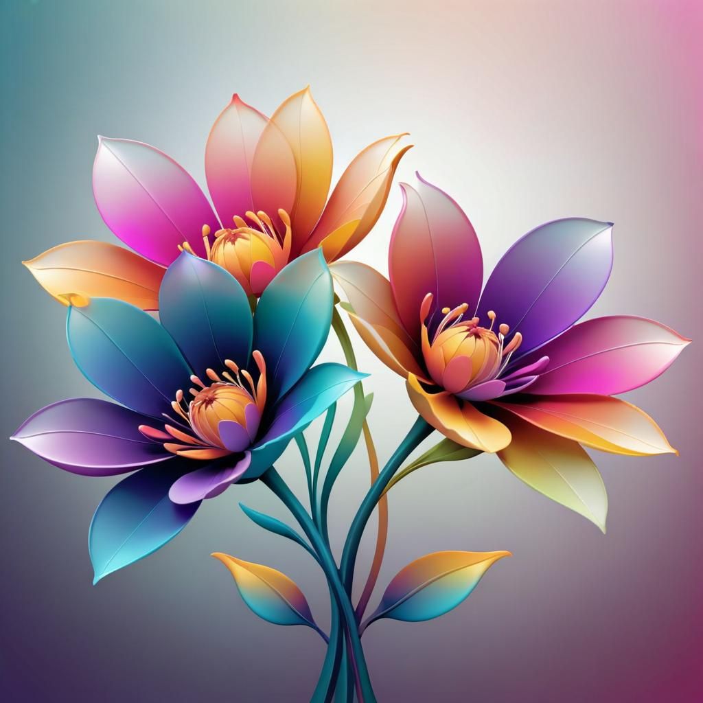 Stylized Flowers with Overlapping Petals as Digital Art