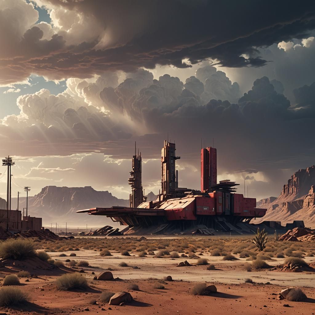 Desert Military Base in Gritty Matte Painting