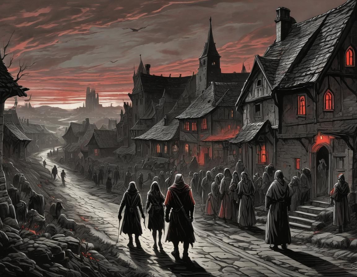 Dark Fantasy: Lone Man Leaves Medieval Town