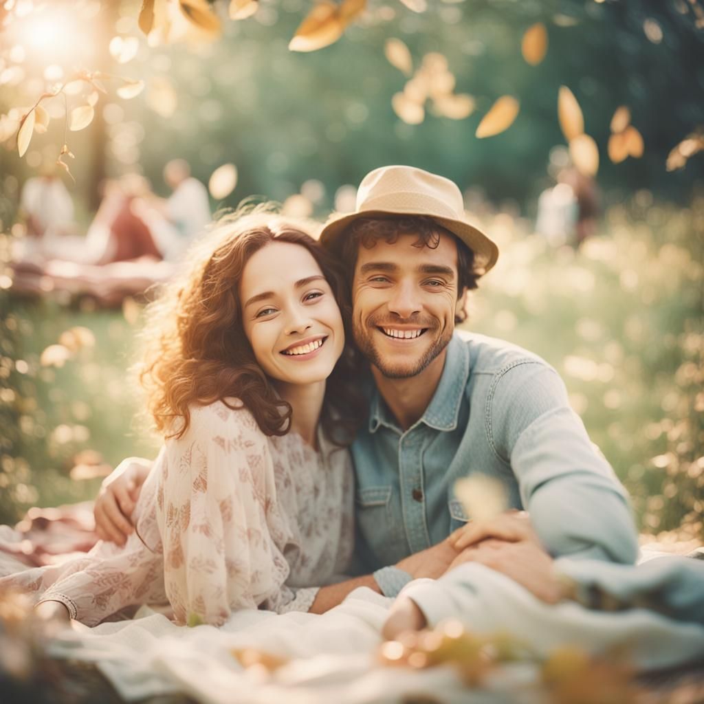 People Embracing in Polaroid Photography Style