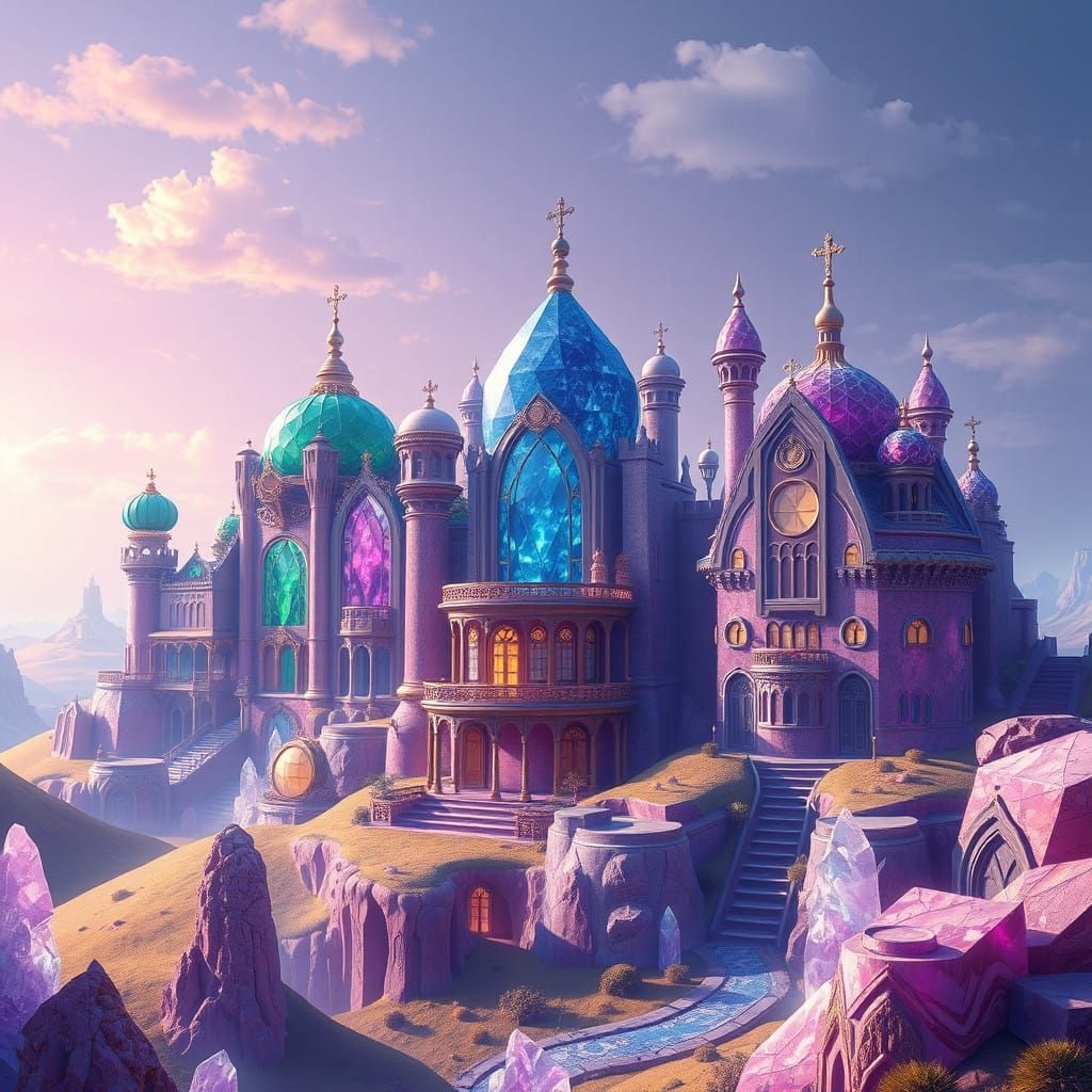 Ethereal Palaces Amidst Crystal Formations